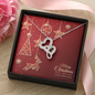 Double Heart Necklace with Christmas Card - Red