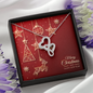 Double Heart Necklace with Christmas Card - Red