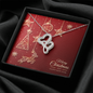 Double Heart Necklace with Christmas Card - Red