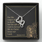 Double Heart Necklace with Bible Verse Card - Romans 6:23