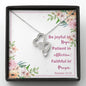 Double Heart Necklace with Bible Verse Card - Romans 12:12