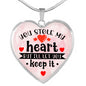 You Stole My Heart But I'll Let You Keep It - Heart Necklace (Pink) - Loving Family