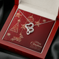 Double Heart Necklace with Christmas Card - Red