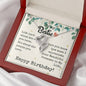 To My Bestie - Double Heart Necklace with Birthday Message Card