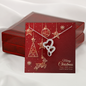 Double Heart Necklace with Christmas Card - Red
