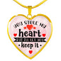 You Stole My Heart But I'll Let You Keep It - Heart Necklace (Pink) - Loving Family