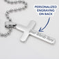 Personalized - Military Style Ball Chain Cross Necklace with Bible Verse Card - Matthew 17:20