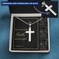 Personalized Military Style Ball Chain Cross Necklace with A Bible Verse Card - 2 Corinthians 5:7