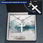 Personalized - Military Style Ball Chain Cross Necklace with Bible Verse Card - Matthew 17:20