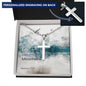 Personalized - Military Style Ball Chain Cross Necklace with Bible Verse Card - Matthew 17:20