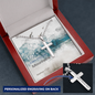 Personalized - Military Style Ball Chain Cross Necklace with Bible Verse Card - Matthew 17:20