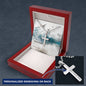Personalized - Military Style Ball Chain Cross Necklace with Bible Verse Card - Matthew 17:20