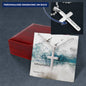 Personalized - Military Style Ball Chain Cross Necklace with Bible Verse Card - Matthew 17:20