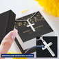 Personalized Cross Necklace with Christmas Card - Black