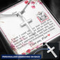 Dear Mom - Personalized Cross Necklace with Message Card & QR code for E-Card