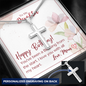To My Daughter - Personalized Cross Necklace with Happy Birthday Message Card