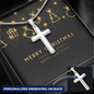 Personalized Cross Necklace with Christmas Card - Black