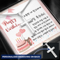 To My Friend - Personalized Cross Necklace with Happy Birthday Message Card in KOREAN