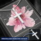 Personalized Engraving Cross Necklace with Bible Verse Card - Psalms 63:8