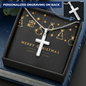 Personalized Cross Necklace with Christmas Card - Black