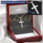 Personalized Cross Necklace with Christmas Card - Black