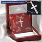 Personalized Cross Necklace with Christmas Card - Red