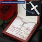 To My Daughter - Personalized Cross Necklace with Happy Birthday Message Card