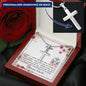 Dear Mom - Personalized Cross Necklace with Message Card & QR code for E-Card