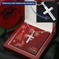 Personalized Cross Necklace with Christmas Card - Red
