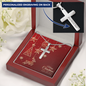 Personalized Cross Necklace with Christmas Card - Red