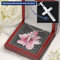 Personalized Engraving Cross Necklace with Bible Verse Card - Psalms 63:8