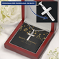 Personalized Cross Necklace with Christmas Card - Black