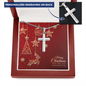 Personalized Cross Necklace with Christmas Card - Red