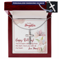 To My Daughter - Personalized Cross Necklace with Happy Birthday Message Card