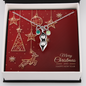 Pea Pod Necklace with Christmas Card - Red