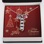 Pea Pod Necklace with Christmas Card - Red