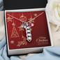 Pea Pod Necklace with Christmas Card - Red