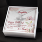 To My Daughter - CZ Cross Necklace with Birthday Message Card