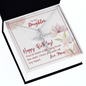 To My Daughter - CZ Cross Necklace with Birthday Message Card