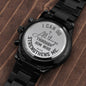 Phil 4:13 Bible Verse Engraved Design Black Chronograph Watch