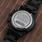 To My Hubby - A Quote for Father - Engraved Design Black Chronograph Watch - Loving Family
