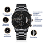 Phil 4:13 Bible Verse Engraved Design Black Chronograph Watch