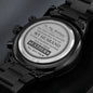 To My Hubby - A Quote for Father - Engraved Design Black Chronograph Watch - Loving Family