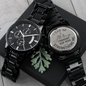 Phil 4:13 Bible Verse Engraved Design Black Chronograph Watch
