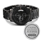 To My Hubby - A Quote for Father - Engraved Design Black Chronograph Watch - Loving Family