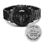 Phil 4:13 Bible Verse Engraved Design Black Chronograph Watch