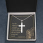 Cross Military Style Chain Necklace with Bible Verse Card- Romans 6:23