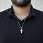 Cross Military Style Ball Chain Necklace with Bible Verse Card - Matthew 17:20