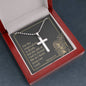Cross Military Style Chain Necklace with Bible Verse Card- Romans 6:23