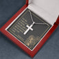 Cross Military Style Chain Necklace with Bible Verse Card- Romans 6:23